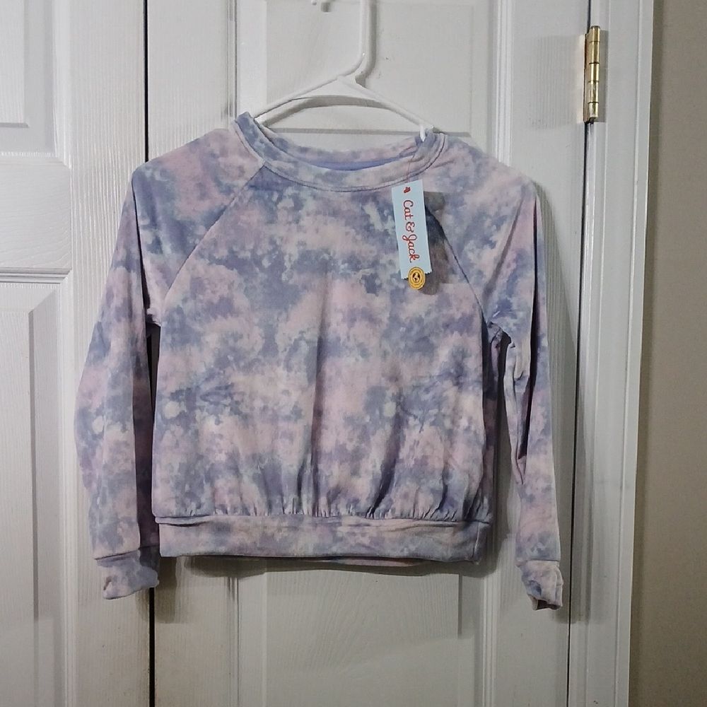 Cat & Jack purple blue space tie dye super soft  light sweatshirt Sz S (6/7) NWT